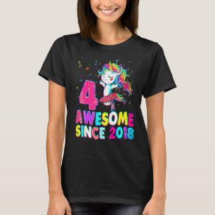 4 jaar oud meisje van de vierde verjaardag van het t-shirt
