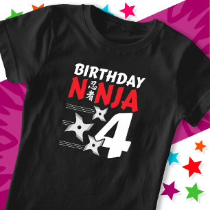 4 Jaar Oud Ninja Party Sterren Kinder 4e Verjaarda T-shirt