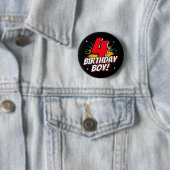 4 Jaar Oud Superheld Verjaardag Jongen 4e Verjaard Ronde Button 5,7 Cm (In situ)