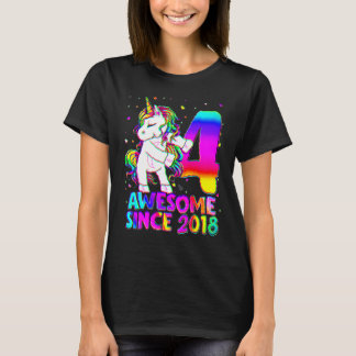 4 jaar oud Unicorn Floss4th Birthday Girl Uni T-shirt