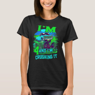 4 Jaar Oud Verpletterend het Monstervrachtwagen 4e T-shirt