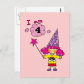 4 jaar oude goochelaar meisje briefkaart (Voorkant / Achterkant)