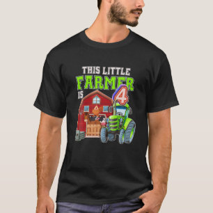 4 jaar oude groene Boerderij Tractor Birthday Part T-shirt