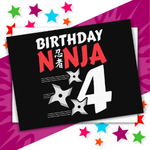 4 Jaar Oude Ninja Feest Sterren Kinderen 4e Verjaa Briefkaart