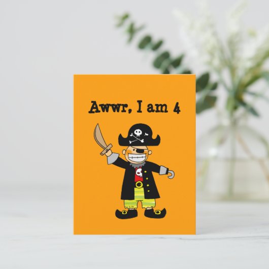 4 jaar oude piraat jongen briefkaart (Staand voorkant)