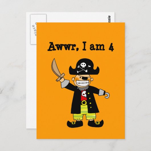 4 jaar oude piraat jongen briefkaart (Voorkant / Achterkant)