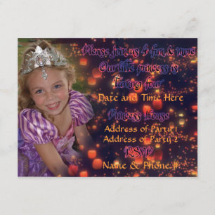 4 jaar oude prinses Birthday-uitnodigingen Kaart