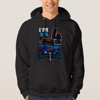 4 Jaar Oude Race Auto Verjaardag 4e Verjaardag Rac Hoodie