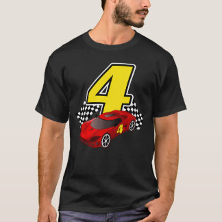 4 Jaar Oude Raceauto Sportauto Verjaardag Jongens T-shirt