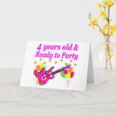 4 JAAR OUDE ROCK STAR VERJAARDAGSFEEST KAART (Gele Bloem)