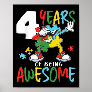 4 Jaar Oude Verjaardag Autistische Jongens Meisje  Poster
