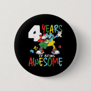 4 Jaar Oude Verjaardag Autistische Jongens Meisje Ronde Button 5,7 Cm