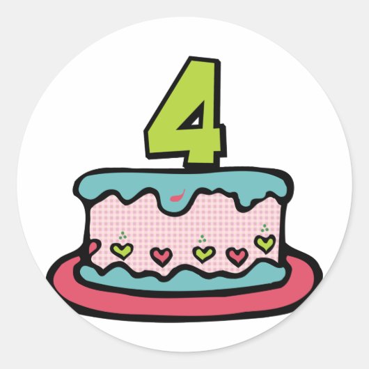 4 jaar oude verjaardagsCake Ronde Sticker (Voorkant)
