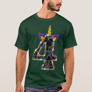 4 jaar oude Vierde verjaardag meisjes Unicorn Face T-shirt