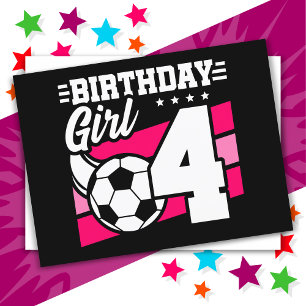 4 Jaar Oude Voetbalfeest 4e Verjaardag Meisje Briefkaart