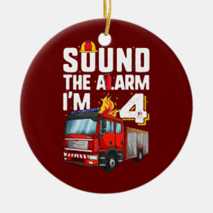 4 jaar oude vuurvrachtwagen op zaterdag Toddler Keramisch Ornament
