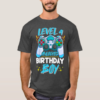 4-jarige jongens niveau 4 ontgrendeld 4e verjaarda t-shirt