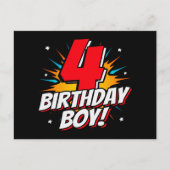4-jarige superheld verjaardag jongen 4e verjaardag briefkaart (Voorkant)