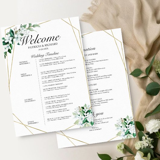 4 Jours Programme de Mariage Géométrie Verdure