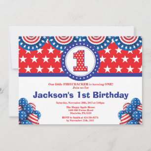 4 juillet 1er 1er anniversaire Invitation