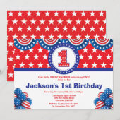 4 juillet 1er Invitation à l'anniversaire (Devant / Derrière)