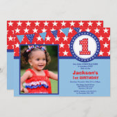 4 juillet 1er Invitation à l'anniversaire (Devant / Derrière)