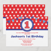 4 juillet 1er Invitation à l'anniversaire (Devant / Derrière)