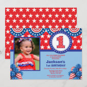 4 juillet 1er Invitation à l'anniversaire (Devant / Derrière)