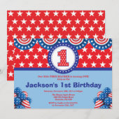 4 juillet 1er Invitation à l'anniversaire (Devant / Derrière)