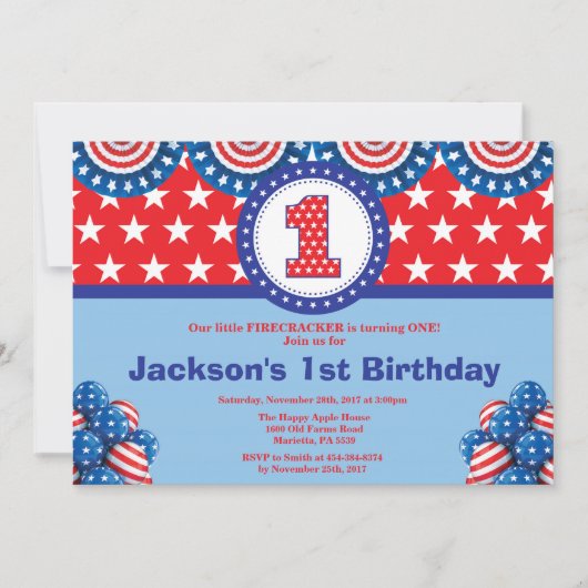 4 juillet 1er Invitation à l'anniversaire (Devant)