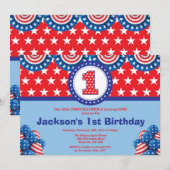 4 juillet 1er Invitation à l'anniversaire (Devant / Derrière)