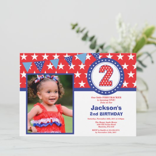 4 juillet 2e Invitation d'anniversaire (Debout devant)