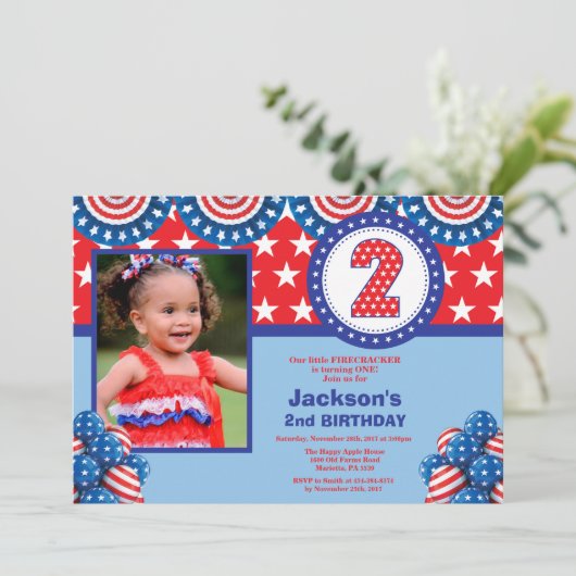 4 juillet 2e Invitation d'anniversaire (Debout devant)