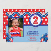 4 juillet 2e Invitation d'anniversaire (Devant / Derrière)