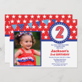 4 juillet 2e Invitation d'anniversaire (Devant / Derrière)