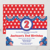 4 juillet 2e Invitation d'anniversaire (Devant / Derrière)