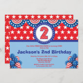 4 juillet 2e Invitation d'anniversaire (Devant / Derrière)