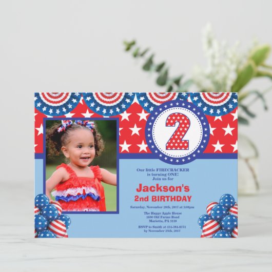 4 juillet 2e Invitation d'anniversaire (Debout devant)