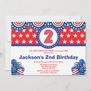 4 juillet 2e Invitation d'anniversaire
