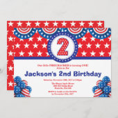 4 juillet 2e Invitation d'anniversaire (Devant / Derrière)