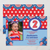 4 juillet 2e Invitation d'anniversaire (Devant / Derrière)