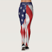 4 JUILLET américain Drapeaux Leggings Votre nom Pa (Dos)