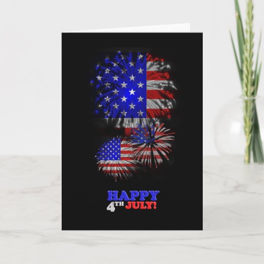4 juillet American Flag Fireworks Carte de voeux (Devant)