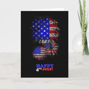 4 juillet American Flag Fireworks Carte de voeux