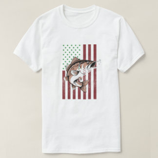 4 juillet Angler Tee USA Fishing Flag T-Shirt