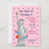 4 juillet Anniversaire Fille Fête Invitation (Devant)