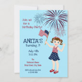 4 juillet Anniversaire Fille Fête Invitation (Devant)