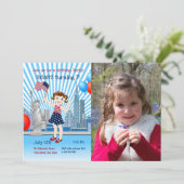 4 Juillet Anniversaire Fille Fête Photo Invitation (Debout devant)