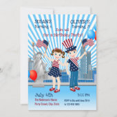 4 Juillet Anniversaire Invitation Fille et Garçon (Devant)
