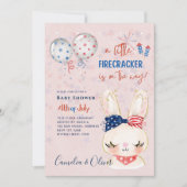 4 juillet BABY SHOWER INVITATION Firecracker Bunny (Devant)